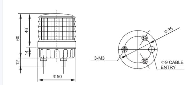Image of POWER ABS Revolving Industrial Tower Beacon Light AC 110V /220V and DC 12V /24V Buzzer Circular Siren LED Warning Light (Red, 8.7 x 15 cm) (LTE-5041-J)