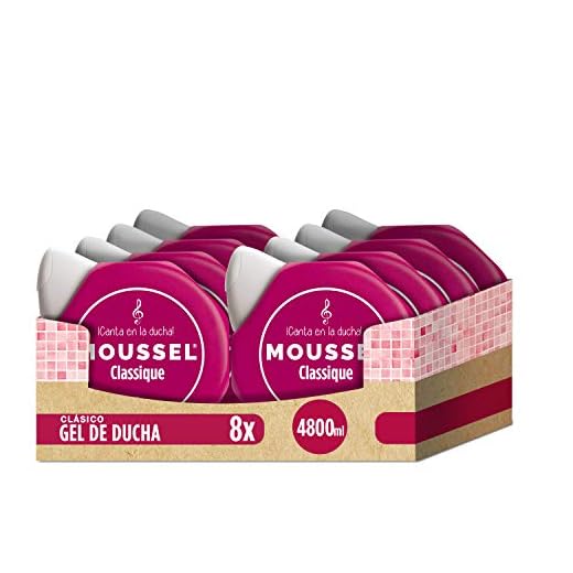Moussel Gel Líquido Classique con Aceites Esenciales Naturales - Paquete de 8 x 600 ml - Total: 4800 ml