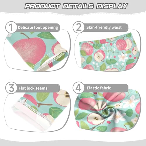 Apples Girls' Leggings Toddler Doodles White Flower Kids Yoga Pants Dance Active Tights 4T3