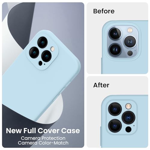 Image of FireNova Designed for iPhone 13 Pro Case, Silicone Upgraded [Camera Protection] Phone Case, Soft Anti-Scratch Microfiber Lining Inside, 6.1 inch, Sky Blue