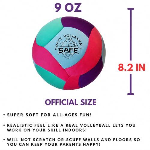 Image of Softy Volleyball - Super Soft Designed for Pain-Free Play - Awesome Kids Indoor Ball with a Realistic Feel and Bounce - Perfect Ball for House