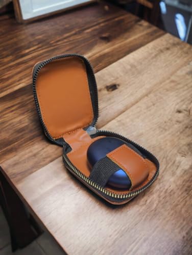 Image of Premium Eco-Friendly Universal Leather TWS earpod Storage Pouch Zip Lock with Hook Compatible with All Generation Apple Airpods - (Cover Only) (Light Brown)