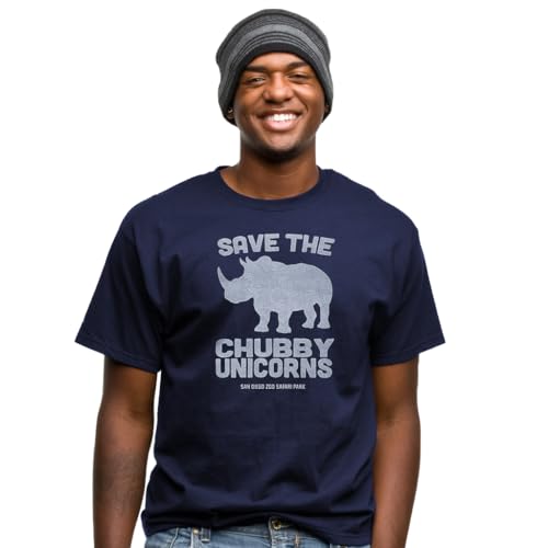 San Diego Zoo Save The Chubby Unicorns T-Shirt, Navy Blue, Heather Gray Design, 100% Ring-Spun Cotton, Mens/Unisex Fit Tee2