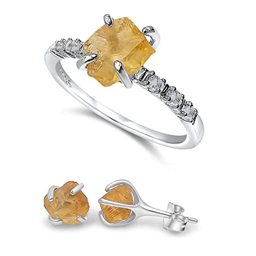 Raw Citrine stud Earrings and Dainty...