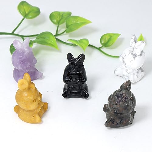 Figuritas de conejo talladas en cristal natural, decoración zen y lepidolita para el hogar 6
