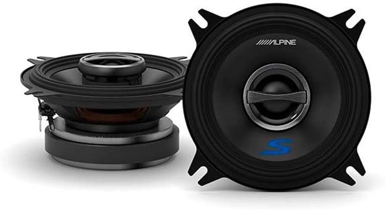 Alpine S-S40 S-Series 4-inch Coaxial 2-Way Speakers (pair) - Contains 4x6" Adapter Plate