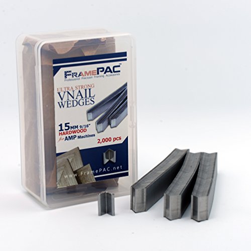 Image of V Nails for Hardwood Picture Frames - 15mm (9 /16 Inch) - [2000 V-Nail Pack, Stacked] - AMP - Ultra Strong Vnail Wedges for Picture Framing - Joining Picture Frame Corners