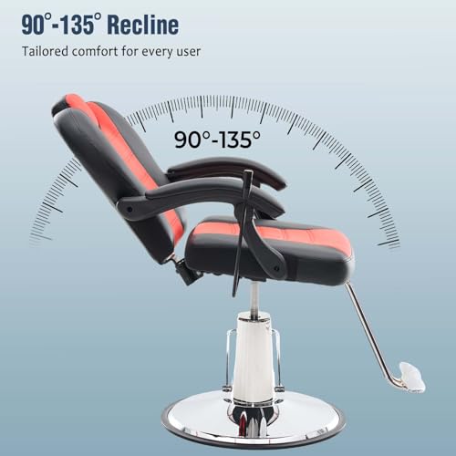 Image of Vantic 90-135 Reclining Salon Chair for Hair Stylist,360 Swivel Barber Chair with Heavy Duty Hydraulic Pump & Base, Adjustable Headrest, Waterproof Cushion, Hair Chair for Barbershop, Home