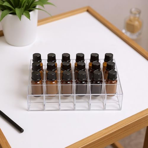Image of 24Slots Essential Oil Holder,Plastics Essential Oil Storage,for Bottles Perfumes and Nail Polish Shelf,Essential Oil Organizer,Makeup Storage Rack