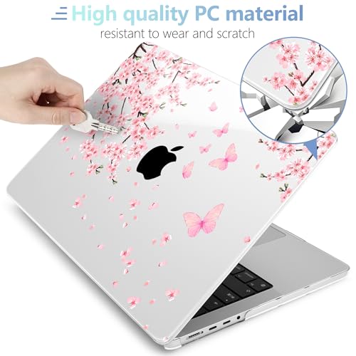 Image of MEEgoodo Case for M5 MacBook Pro 16 inch Case 2026 2024 2023 2021 with M5 M4 M3 M2 M1 Pro /Max Chip, Fit Model A3429 /A3428 /A3403 /A3186 /A2991 /A2780 /A2485, Cherry Blossoms