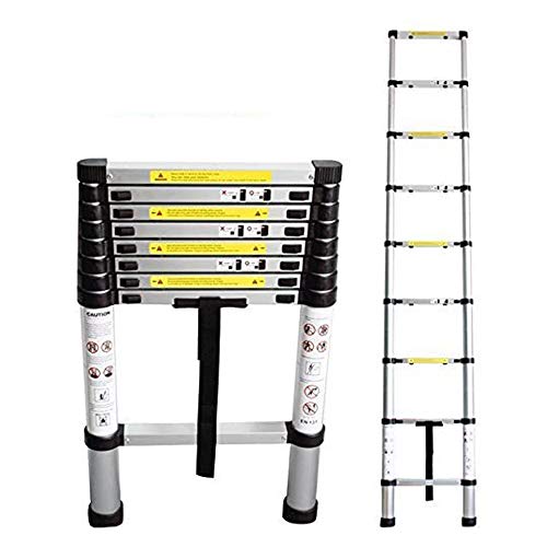 CohesiveTech Escalera telescópica de aluminio – 2,60 m, 9 Pasos – estándares EN131