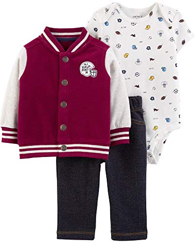 Carter's Baby Boys' Cardigan Sets - Half Pint- Newborn Maroon, 0-3 Months