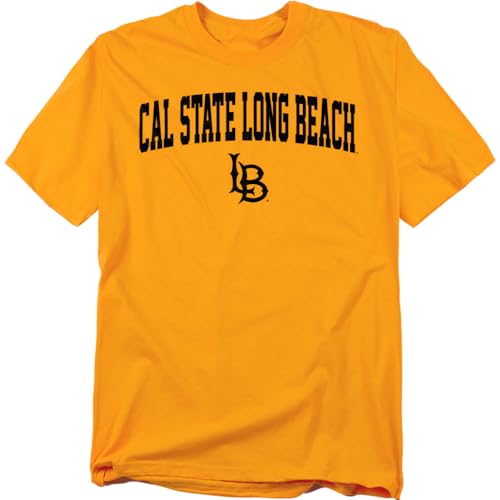 LOGOVISION California State University Long Beach One Color Arched Unisex Adult T Shirt, Gold, Large LOGOVISION California State University Long Beach One Color Arched Unisex Adult T Shirt, Gold, Large