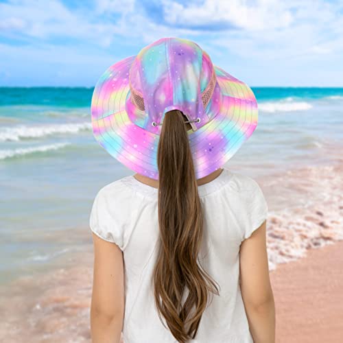 Image of Kids Sun Hat for Toddler Girls Unicorn Bucket Hats UV Protection Summer Hat for Kids Wide Brim Fishing Hat 2-8 Years