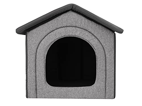 Pillowprim Haustierhütte, Hundeecke, Haustierzwinger, Hundehütte, Ruhebereich, Zwinger, Tierheim, Hundezwinger, R4: 55 x 60 cm, Graphit Ökoleinen + Graphit Oxford