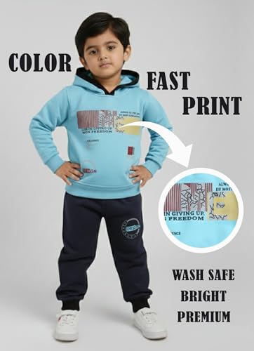 Image of Pure Cotton Full Sleeves Winter Hoodie Sweatshirt and Full Pant Set For Boys Kids