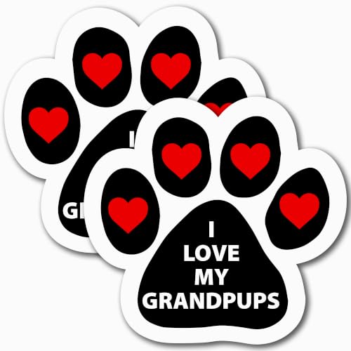 Image of I Love My Grandpups with Hearts Car Magnet 5 Inch, 2 Pack, Dog Lover Gift