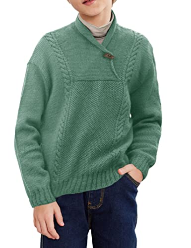 Boys Sweaters Long Sleeve Cable Knit Pullover Shawl Collar Jumper Top Fall Wniter Outfit3