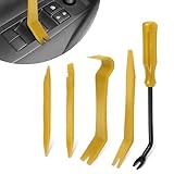 wuyaoyao 5PCS Auto Trim Removal Tool kit, No Scratch Plastic Pry Tool Set, Auto Clip Fastener Remover Pry Tool Set, Fastener Removal Interior Trim Tools for Door Dash Dashboard Panel (Yellow)
