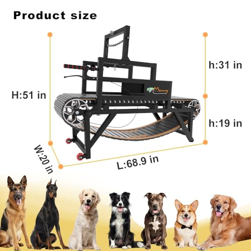 Dog Treadmill with Disc Brake, Resistance Adjustment & Paw-Friendly PE Slatmill - Heavy Duty Dog Treadmill for Large & Medium Dogs, Supports Up to 300 lbs, Easy to Move for Indoor & Outdoor Use - Thumbnail 5