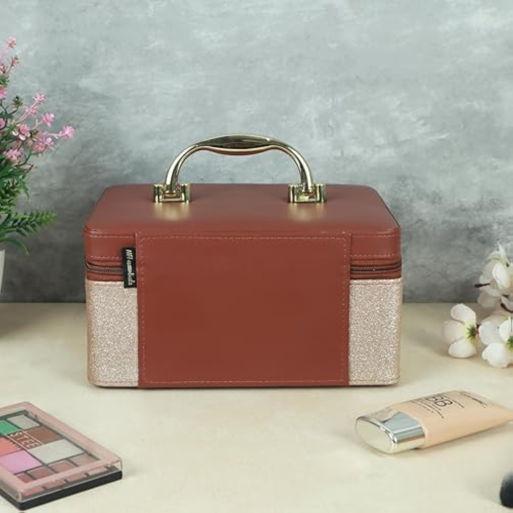 Bridal Makeup Box, Elegant Cosmetic Storage for Travel