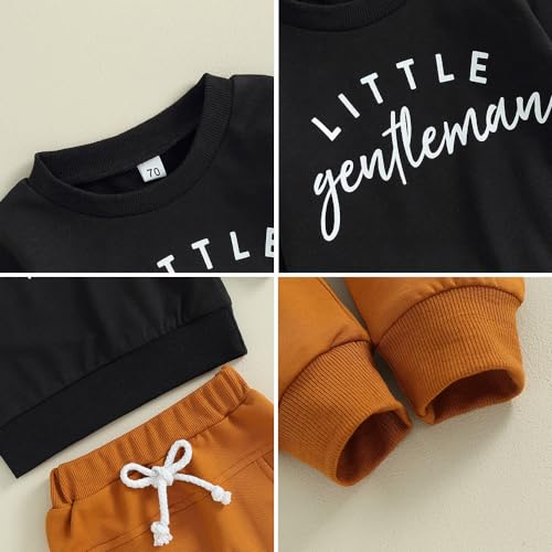 Toddler Baby Boy Sweatshirt Clothes Letter Print Long Sleeve Top+Solid Jogger Pants Fall Winter Casual Outfits Set2