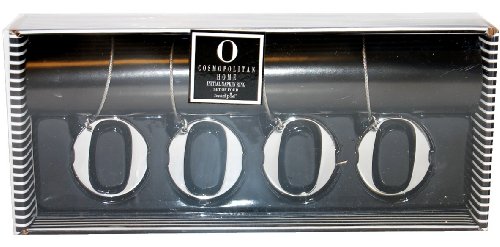 Cosmopolitan Home by Mud Pie, Set of Four Metal Charm Napkin Rings with Monogram 'O'