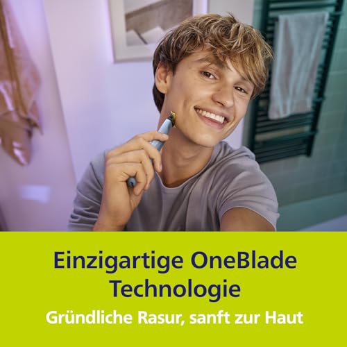 Philips OneBlade First Shave Klinge, passend für alle OneBlade und OneBlade Pro Modelle, für besonders empfindliche Haut im Gesicht, original von Philips, 1er-Pack (Modell QP215/50)