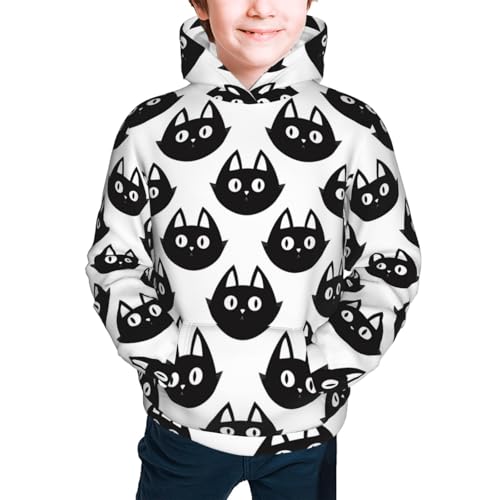 Black Cats Kids Pullover Hoodies Boys Sweatshirts Girls Athletic Clothes with Pocket2