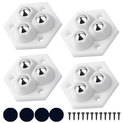 KEQAR 4 pezzi Ruote per Mobili Pesanti, capacità di carico 100Kg, Rotelle Adesive a 360° Girevoli Autoadesive, rotelle per mobili, rotelle per spostare mobili