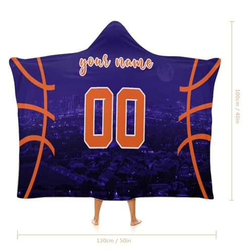 Unickque7 Custom Basketball City Night Skyline Hooded Blankets Personalized Name Number Wearable Flannel Blankets Gifts 50 Inch X 40 Inch,60 Inch X 50 Inch,80 Inch X 60 Inch thumb #1
