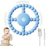 Vibrating Sensory Chew Toy - Dual Effect: Teether Teething Toys for Babies6-12 8-18 Months, Sensory Toys for Kids with Autism&Toddler Travel Essential,1-2 Year Old Boys Girls Gifts idea(Blue)