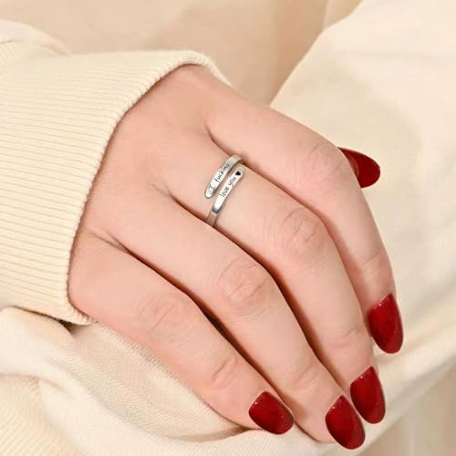Statement Motivation Rings For Women, Adjustable Promise Pinky Stainless Steel Spiral Wrap Twist Inspirational Gift Jewelry2