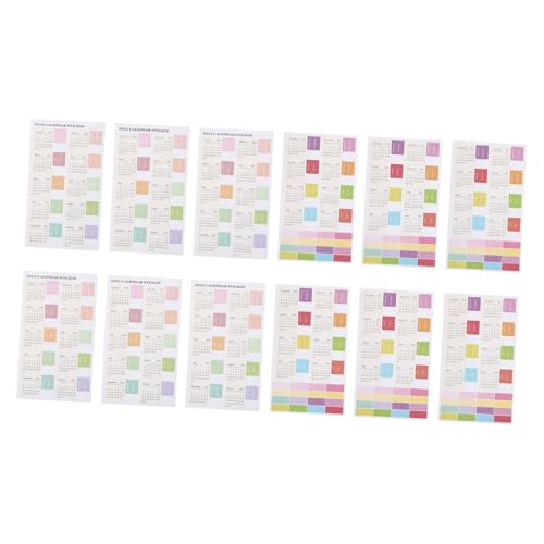 TOGEVAL 12個 カレンダーインデックスシール 手帳用スケジュールラベル 月間ページマーカー 付箋代わりの自己粘着型カレンダータブ ノート