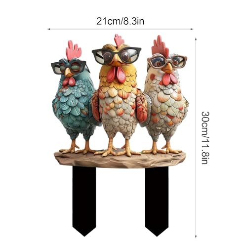 Zqkimzi Garden Stakes Outside, Chicken Garden Stakes, Acrylic Ground Plug, Pot Decoration Stakes, Outdoor Plant Stakes, Yard Decoration Stakes for Garden, Farm, Yard, Lawn and Pathway