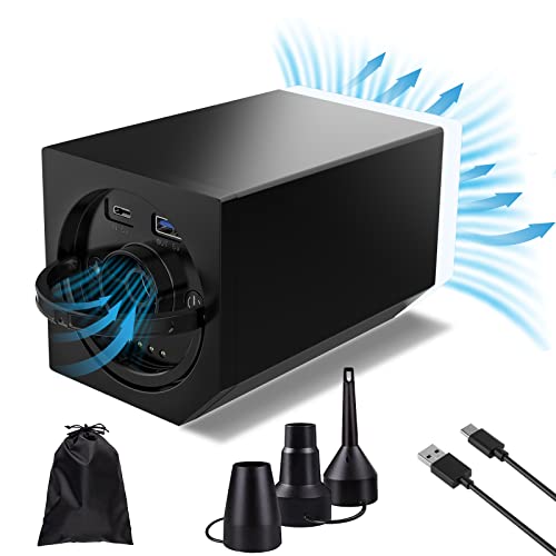 Hinchador Inflador Electrico, Meloaudio Bomba de Aire con 3 Accesorios y Baterías Recargables para Colchones, Piscinas, Barcos, Juguetes Hinchable o Camping(Inflables/deflactor)