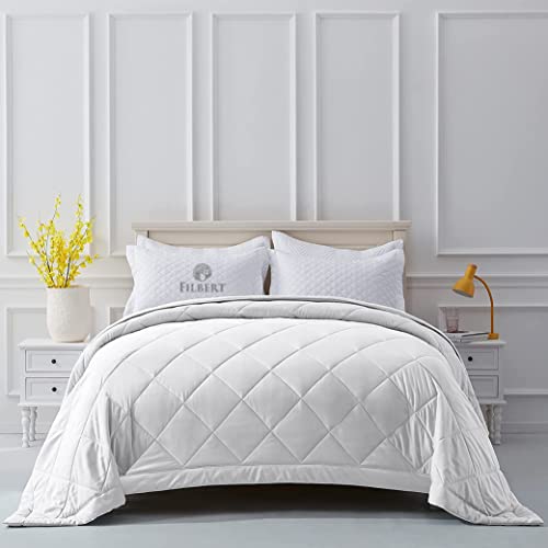 Image of Filbert Microfiber 250 GSM Diamond Stitch Double Bed Comforter Blanket for All Season Light Weight (92 inch x 106 inch Inches /233cm x 269cm) - Comforter King Size|White