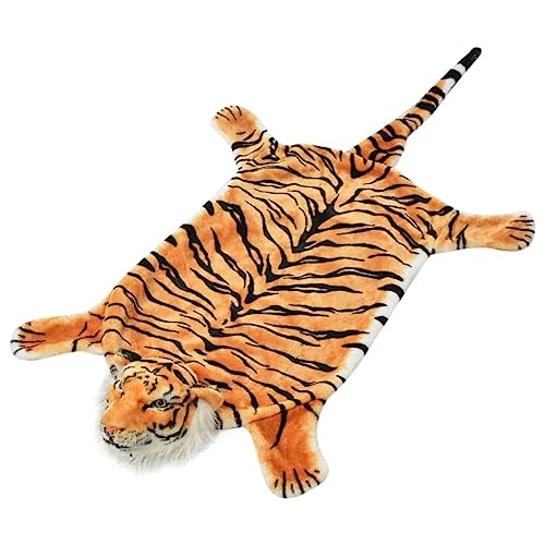 vidaXL Teppich Tigerfell 144cm Braun Plüsch Kunstfell Bettvorleger Dekoration