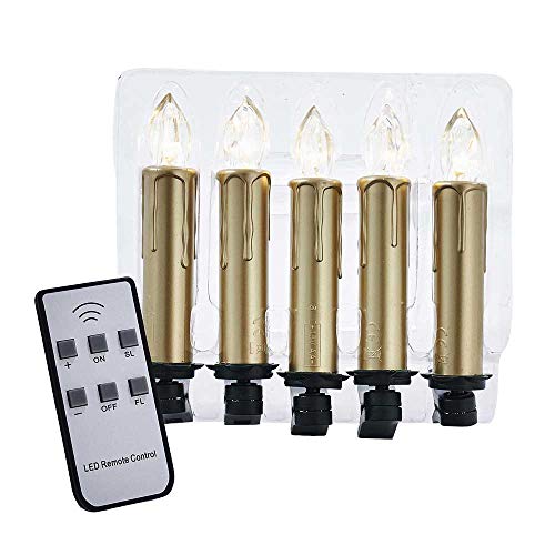 One-Day Sale: Up to 40% Off Kurt S. Adler JEL0903GO 5 Piece LED Gold Candle Set with Clips and Remote Control