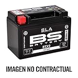 12 V/6 Ah/90 CCA BS Battery 300672 btx7 a AGM SLA Batería de Moto, Color Negro