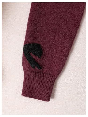 Image of RoseSeek Girl's Bow Graphic Sweaters Crewneck Long Sleeve Knit Pullover Tops Drop Shoulder Knitwear