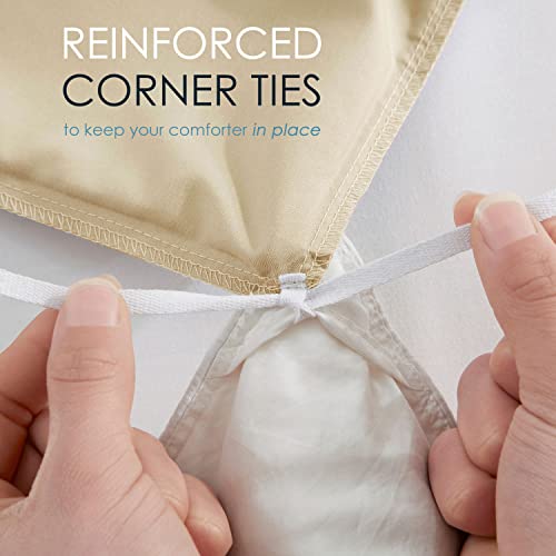 Image of Hearth & Harbor Beige Cream Duvet Cover Full Size, 3 Piece Bedding Set | Soft Double Brushed Bedding Set, Button Closure, 1 Duvet Cover 80x90 Inches, 2 Pillow Shams