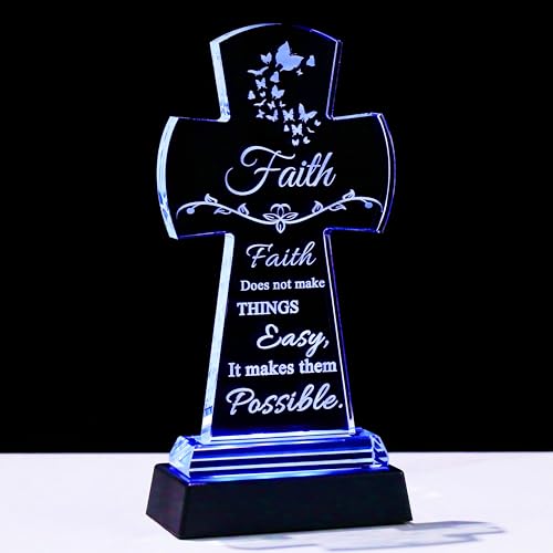 Qianwei Christian Gifts for Women - Crystal Cross Faith Inspirational Gifts Religious Catholic Baptism Communion Confirmation Gifts for Women Sister Friend Gifts