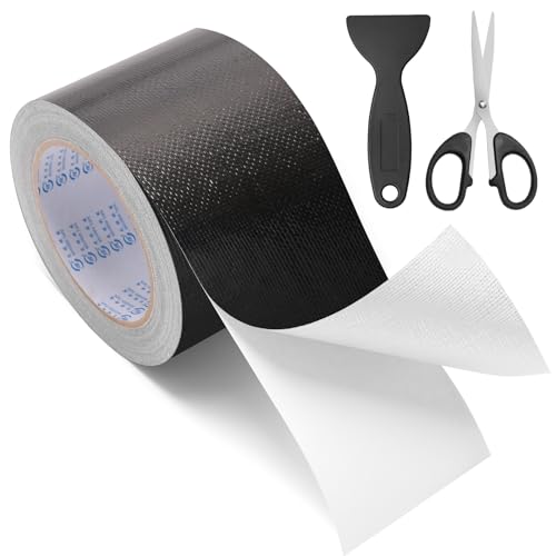 Image of RV Awning Repair Tape, 3in x 82FT Tarp Repair Tape Tenacious Tape Made of Fiberglass and Aluminum Foil Tent Canvas with 1 Scissors and 1 Scraper(Black)
