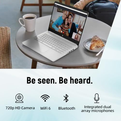 Image of HP 14 inch HD Student Business Laptop, Intel N150, 4GB RAM, 192GB Storage | (128GB UFS + 64GB SD Card), 720p Webcam, Slim Design, Copilot AI, WiFi 6, 1 Year Office 365, Win 11, Natural Silver