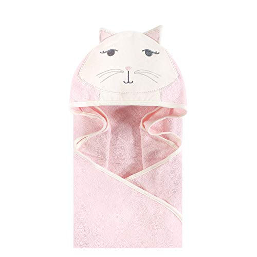 Image of Hudson Baby Unisex Baby Cotton Animal Face Hooded Towel, Kitty, One Size