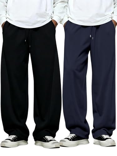Amazon.com: SOLY HUX Men's 2 Packs Athletic Sweatpants Baggy