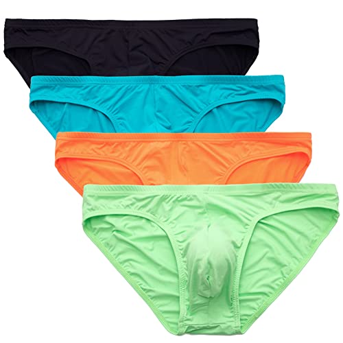 Summer Code Calzoncillos Slips para Hombre Bikini Calzoncillos de Talle Bajo Ropa Interior Masculina Suave y Transpirable, Pack de 4 Multicolores 2, M