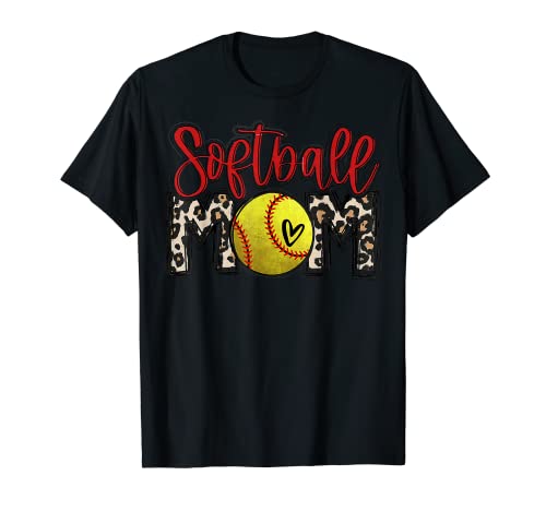 Leopard Softball Mom Softball Game Day Vibes Mothers Day T-Shirt