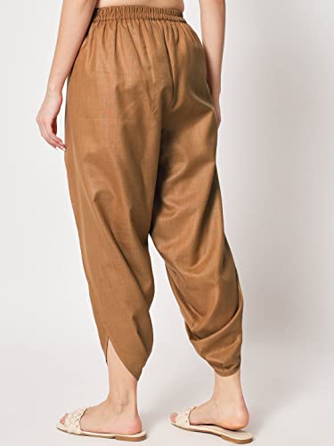 Image of 9rasa Women's Cotton Solid Harem Dhoti Pants for Casual FusionWear Workwear